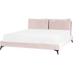 Beliani MELLE - Tweepersoonsbed-Roze-Fluweel