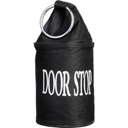 Canvas deurstopper zwart met ring - H28 cm - Deur vastzetter - Deurstoppers