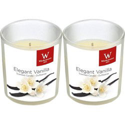Trend Candles Geurkaars - 2x - in glas - Vanille aroma - 8 uren - geurkaarsen