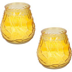 Set van 3x stuks Citronella lowboy buiten kaarsen 15 branduren geel - geurkaarsen