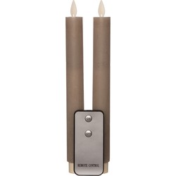 Anna Collection LED dinerkaarsen - 2x st - taupe kleur - 23 cm - LED kaarsen