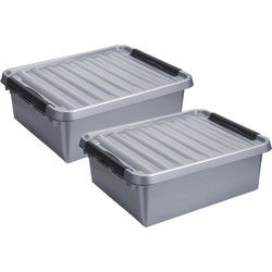 Sunware opbergbox - 2x - grijs - 25L - 50 x 40 x 18 cm - Opbergbox