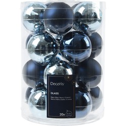 Kerstbal glas d6 cm blauw 20st