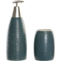 Items Zeeppompje - incl. beker - blauw - polystone - 11 cm - Badkameraccessoireset
