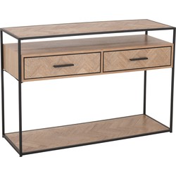 J-line - Console Zigzag 2 Lades Hout/metaal Naturel/zwart - 120x40x80cm