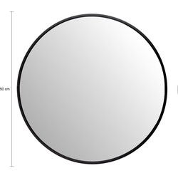 QUVIO Spiegel ø50 cm - Rond - Zwart
