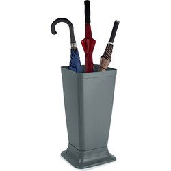 Plasticforte Paraplubak/parapluhouder Plain - grijs - glad kunststof - D26 x H52 cm - hoge voet - Paraplubakken