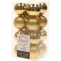 Decoris 16x stuks kunststof kerstballen goud 4 cm - Kerstbal