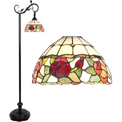 LumiLamp Tiffany Vloerlamp  40x27x152 cm  Bruin Glas Bloemen Staande Lamp