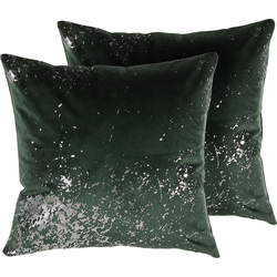 HONEYWORT  - Sierkussen set van 2 - Groen - 45 x 45 cm - Fluweel