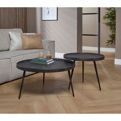 Salontafel Set van 2 - Metallic - Rond - Driepoot