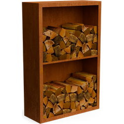 Egura cortenstaal Houtopslag 2 vakken met achterwand L100 x B38,5 x H150 cm