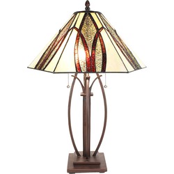 LumiLamp Tiffany Tafellamp  Ø 45x61 cm  Beige Glas Tiffany Bureaulamp