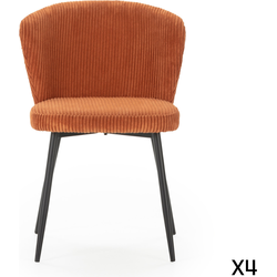 Set van 4 stoelen in geribbelde fluwelen stof met zwarte metalen poten L47 cm - MEGAN