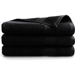 DoubleDry Hotel Badhanddoeken 70 x 140 cm – Set van 3 – 100% Katoen 500 g/m2 – Zacht & Absorberend -  Zwart