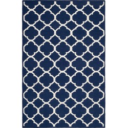 Safavieh Eigentijds Indoor Flatweave Vloerkleed, Dhurrie Collectie, DHU627, in Navy & Ivoor, 183 X 274 cm