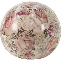 Clayre & Eef Beeld Bal Ø 12x11 cm Roze Keramiek Rond Bloemen Woonaccessoires