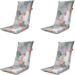 Madison -  Tuinstoelkussen Hoge Rug Grafi salmone - Ca. 123x50 cm - Set van 4