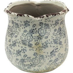 Clayre & Eef Bloempot  Ø 17x16 cm Grijs Beige Keramiek Bloemen Bloempot binnen