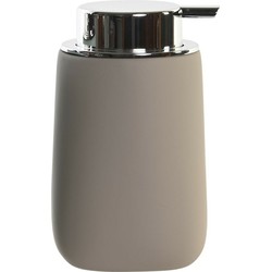 Zeeppompje/dispenser kunststeen/rvs in taupe/beige 14 cm - Zeeppompjes