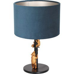 Anne Lighting - tafellamp - Animaux - zwart - metaal velours stof - Ø 20cm - E27 - 8236ZW