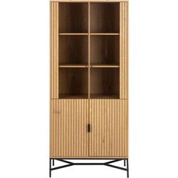 Vitrinekast Naturel Eikenlook - 80x40x180cm - Juna