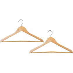 5Five Kledinghangers - 12x - hout - 44 x 23 cm - kleerhangers - Kledinghangers