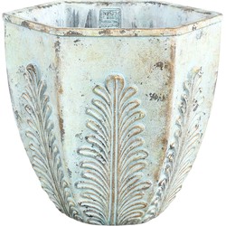 PTMD Zeras Blue cement pot angular shape with leaves L
