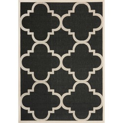 Safavieh Trellis Indoor/Outdoor Woven Area Rug, Courtyard Collection, CY6243, in Zwart & Beige, 160 X 231 cm