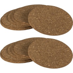 Glazen onderzetters van kurk - rond - 12x stuks - dia 9,5 cm x 3 mm - Glazenonderzetters