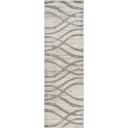 Safavieh Modern Wave Distressed Indoor Woven Area Rug, Adirondack Collection, ADR125, in Cream & Grey, 76 X 244 cm