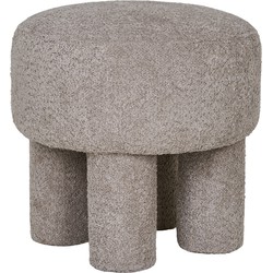 Poef Stof Lichtgrijs - Zithoogte 43cm - Ø43x43cm - Perth