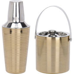Cocktail set goudkleurig - Shaker en ijsemmer met deksel - 500ml/1.7liter - Cocktailshakers