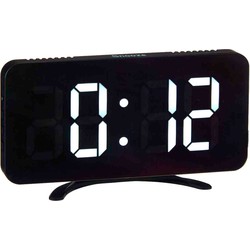 Giftdecor Tafelklok/wekker/alarmklok Home Phone - zwart - kunststof - 16 x 8 cm- Digitaal - Wekkers