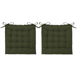 Atmosphera Stoelkussen - 4x - groen - katoen - 38 x 6 cm - zitkussen - tuinstoelkussens