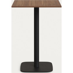 Kave Home - Hoge Dina-tafel van natuurlijke melamine en zwart gelakte metalen poot 60 x 60 x 96 cm