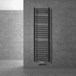 Badkamerradiator middenaansluiting 400x1500 mm antraciet recht met wandaansluitset LuxeBath