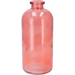 DK Design Bloemenvaas fles model - helder gekleurd glas - koraal roze - D11 x H25 cm - Vazen