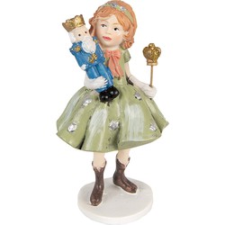 Clayre & Eef Decoratie Beeld Kind 12 cm Groen Polyresin Kerstfiguren