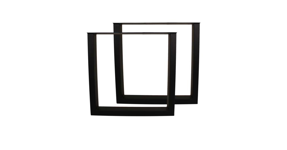 Tafelpoten - U-model - 72x72 cm - gepoedercoat zwart metaal - set van 2
