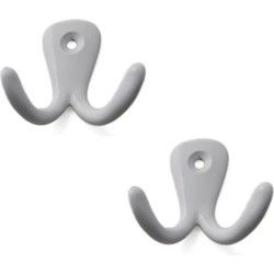 Kapstokhaken - 6x - dubbele haak - aluminium - wit - 4,2 x 5,0 cm - Kapstokhaken