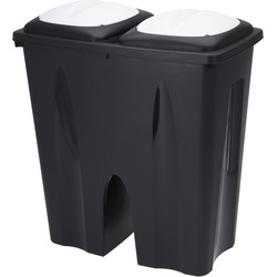 Afvalscheiding prullenbak - 50L - gerecycled kunststof - zwart - Prullenbakken