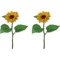 10x stuks gele kunst zonnebloemen kunstbloemen 35 cm decoratie - Kunstbloemen