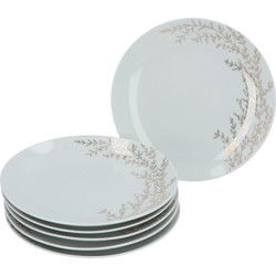 Porseleinen Ontbijtborden 6 stuks Rozenhout 21 cm - Wit/Goud