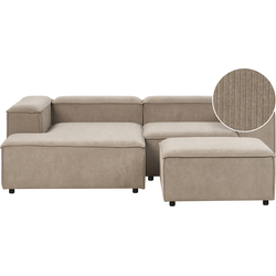 ARDAL - Hoekbank met ottomaan - Taupe - Rechtszijdig - Corduroy