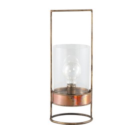 PTMD Amber Brass iron LED table lamp round glass S