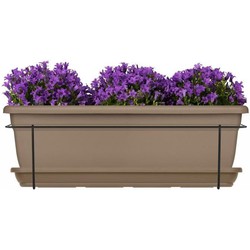 Plantenbakset met metalen steun en bakje - GARDEN ID Relax - Taupe 50 cm - Gerecycled en 100% recyclebaar - Volume voor planten