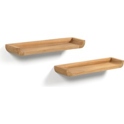 Kave Home - Shamel set van 2 massief teakhouten planken 50 x 5 cm