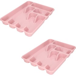 2x stuks bestekbak/bestekhouders 6-vaks oud roze 40 x 30 x 5 cm - Bestekbakken