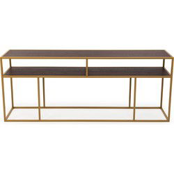Stalux Side-table 'Teun' 200cm, kleur goud / bruin hout